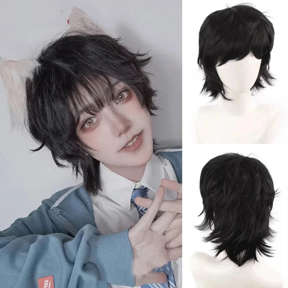 Short Mullet Anime Cosplay Wig with Bangs - 16