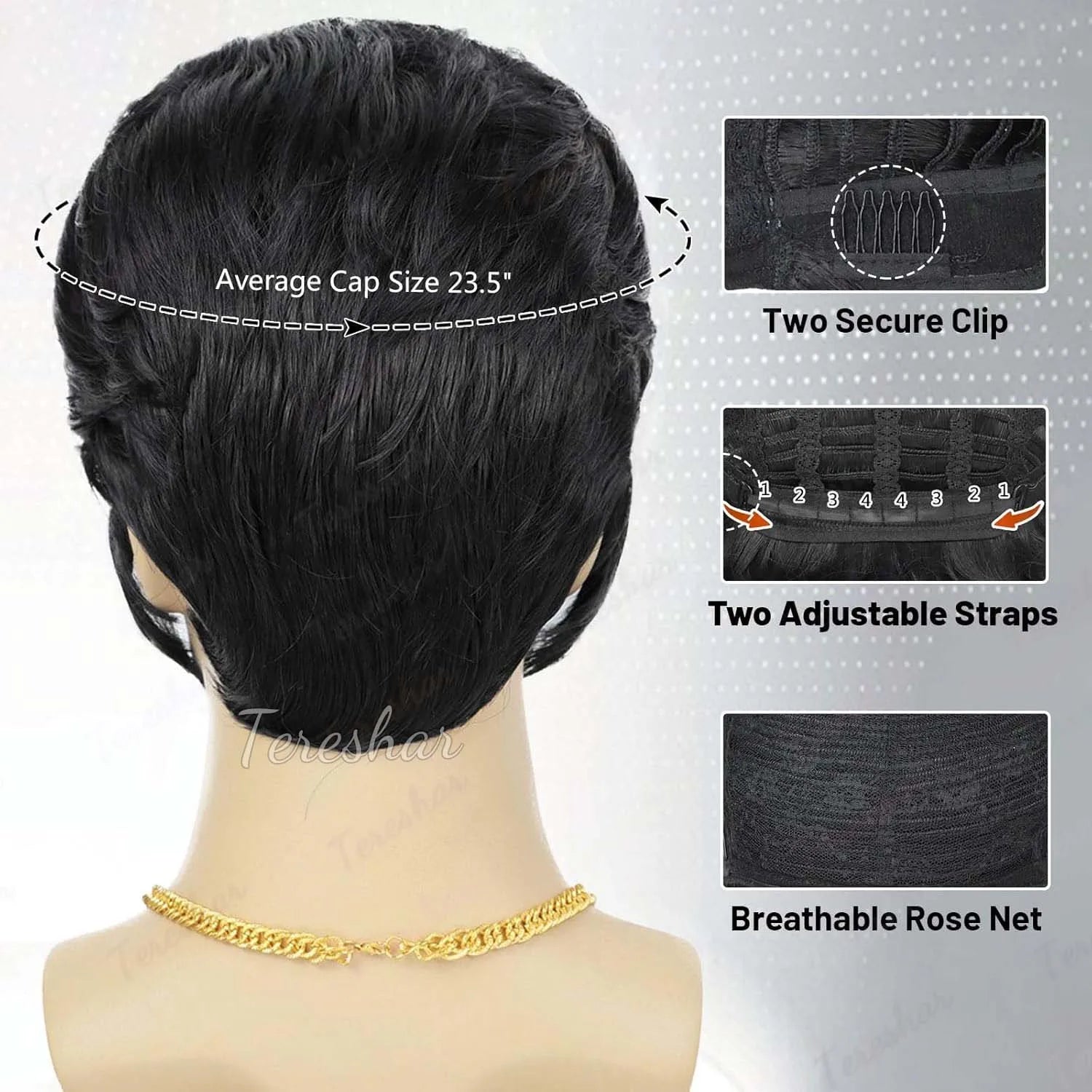 50s Rock Star Costume Wig with Glasses and Necklace Set - 5