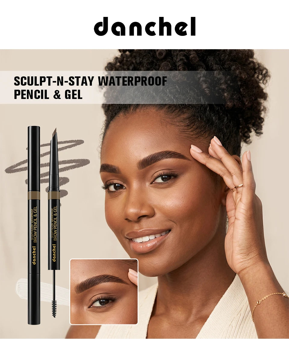 2-in-1 Waterproof Eyebrow Pencil and Gel for Natural Smudge-Proof Brows