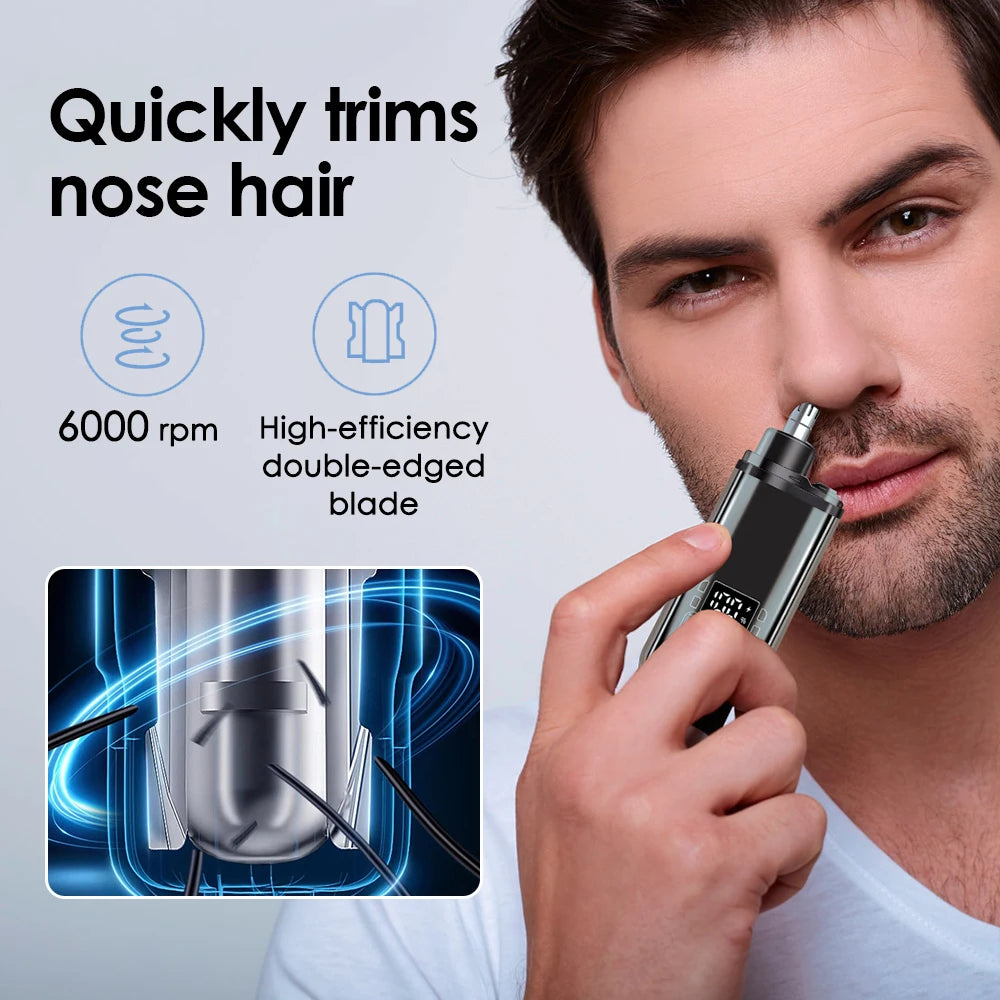 Electric Rechargeable Nose and Ear Hair Trimmer with LED Display