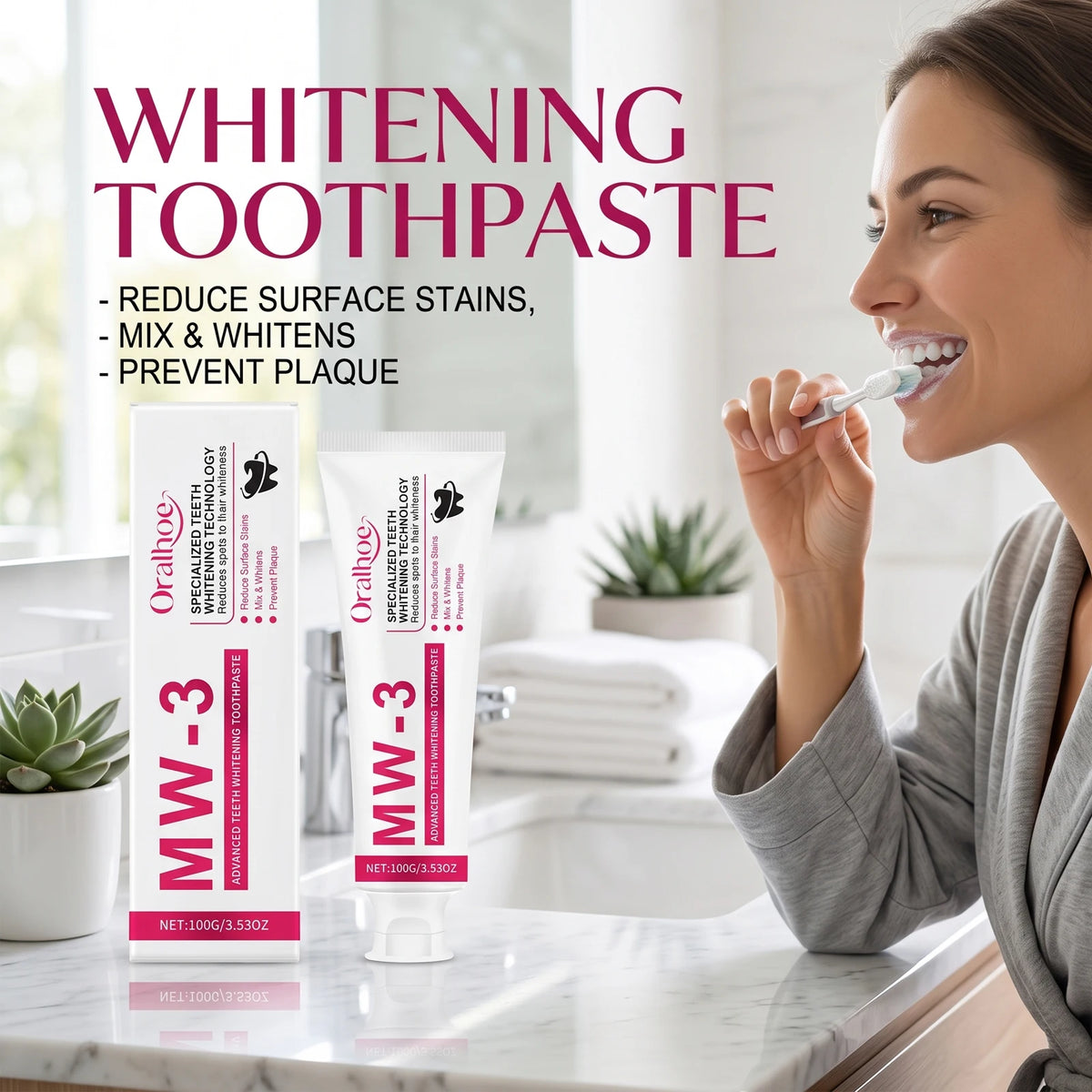 Professional Teeth Whitening Toothpaste for Stain Removal and Fresh Breath