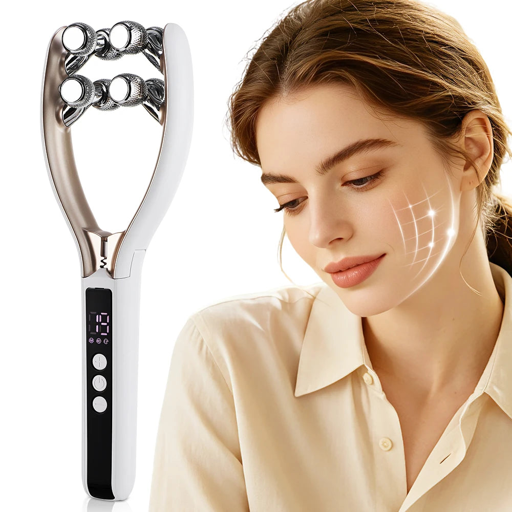 Microcurrent Facial Roller Massager for V-Shape Lifting and Skin Firming