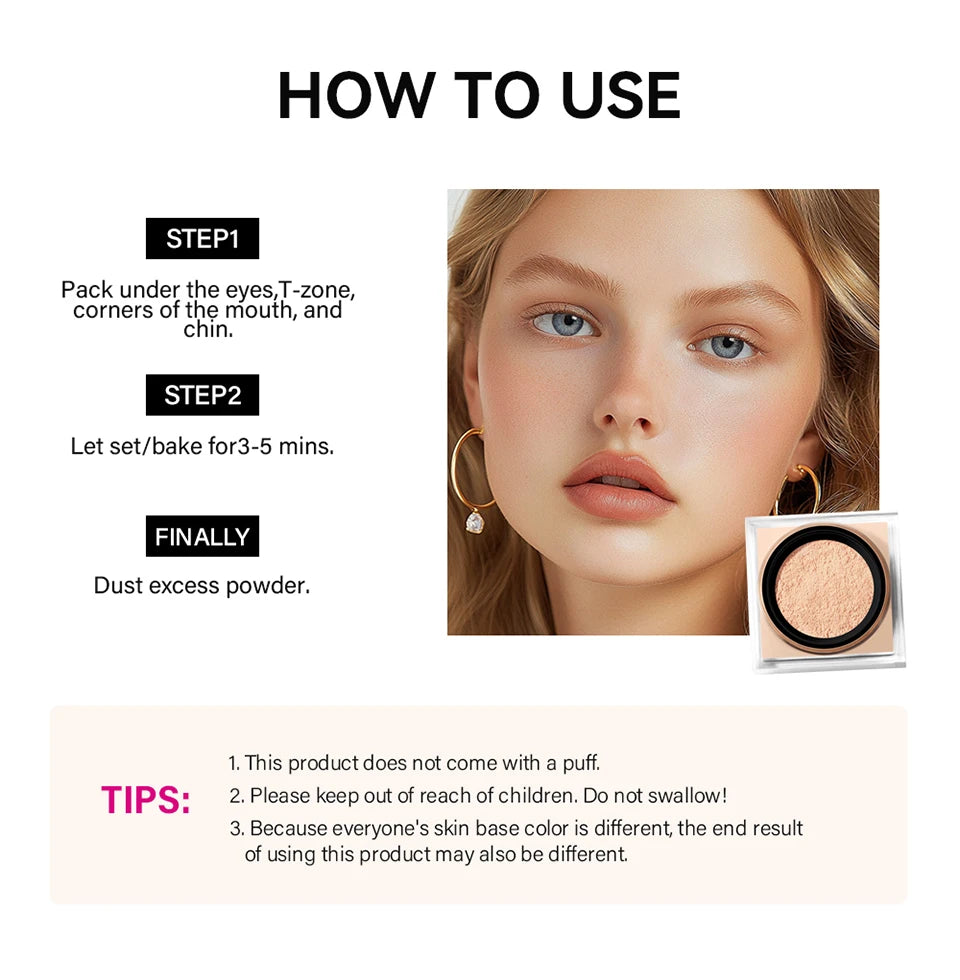 Matte Loose Baking and Setting Powder for Oil Control and Smooth Finish - 13