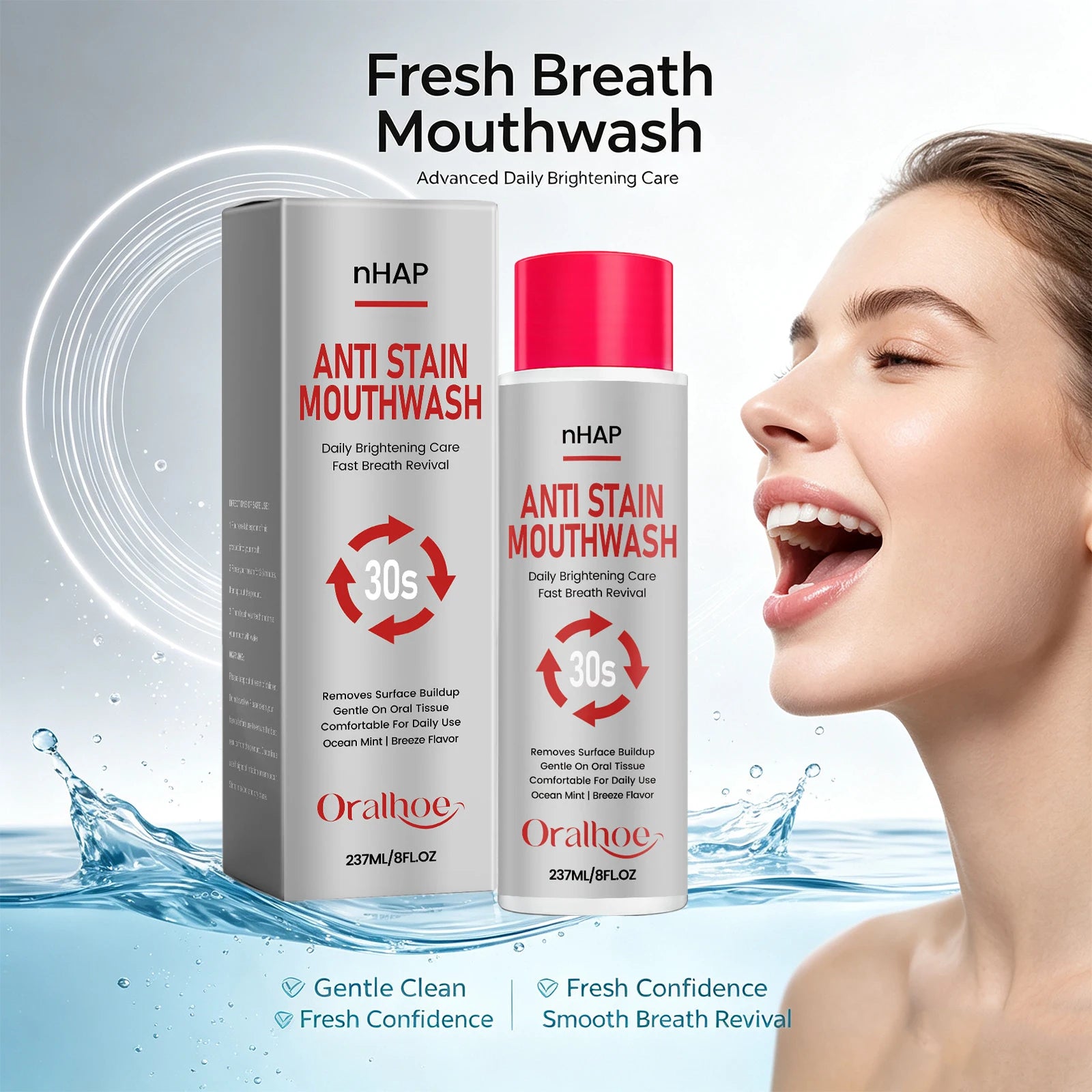 Anti-Stain Whitening Mouthwash for Fresh Breath and Plaque Removal - 6