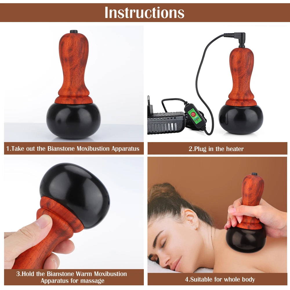 Electric Heated Bian Stone Massage Ball for Full Body Pain Relief