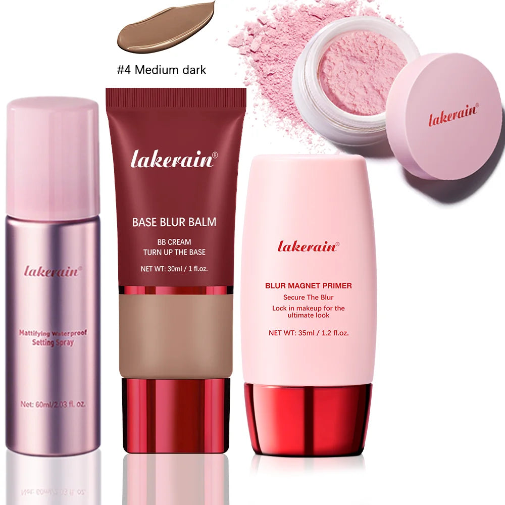 Professional Face Makeup Base and Setting Set for Long Lasting Matte Look - 32