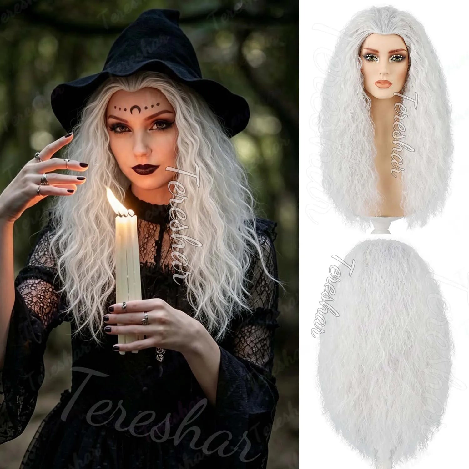 Long Curly Synthetic Witch Wig for Halloween Costume and Cosplay Parties - 17