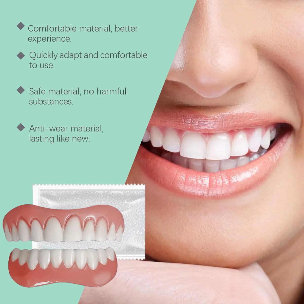 Flexible Silicone Cosmetic Denture Set for a Natural Radiant Smile