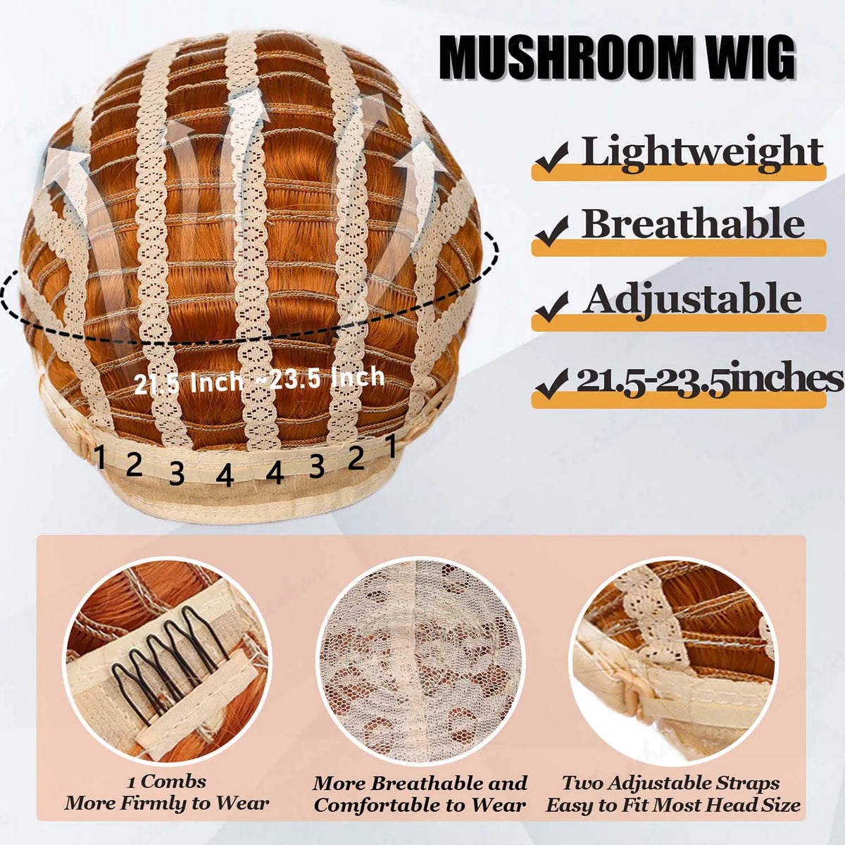 Short Retro Bowl Cut Cosplay Wig with Glasses for Costume Parties