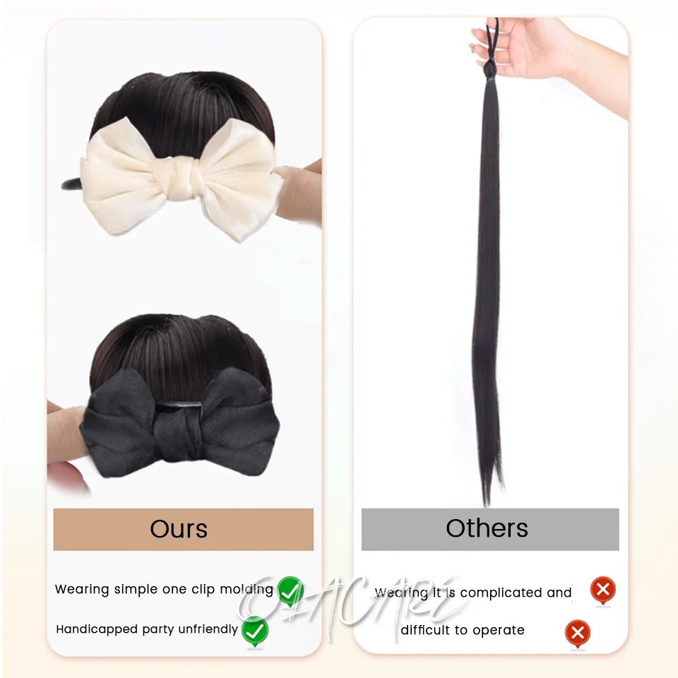 Synthetic Flower Bud Hair Bun Extension with Claw Clip