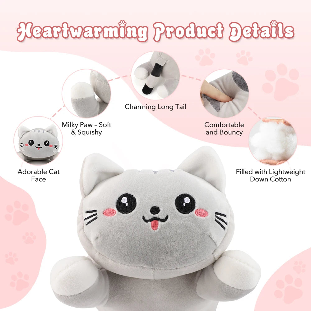 USB Heated Plush Cat Pillow for Menstrual Cramps and Back Pain Relief - 10