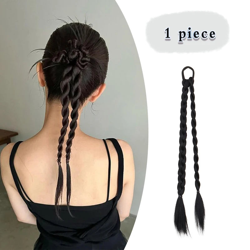 Synthetic Braided Hair Extensions Ponytail Holder for Women