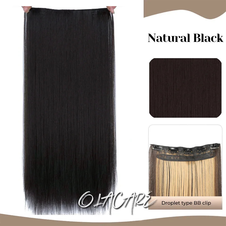 24-Inch Long Straight Clip-In Hair Extensions for Women - 49