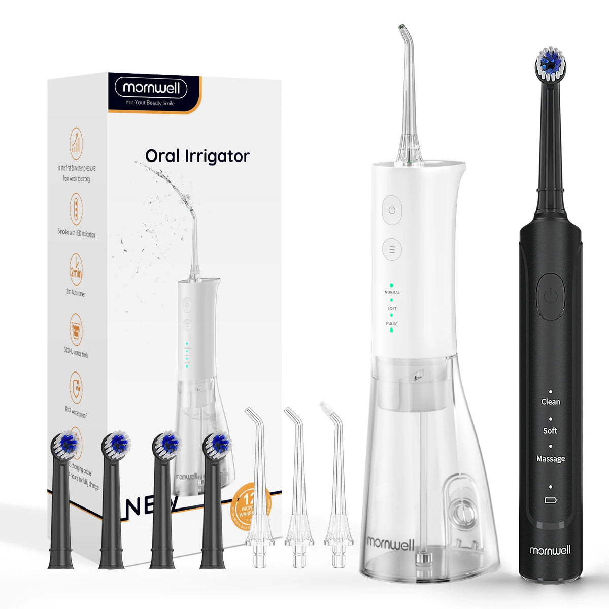 Electric Rechargeable Toothbrush and Water Flosser Set for Oral Care