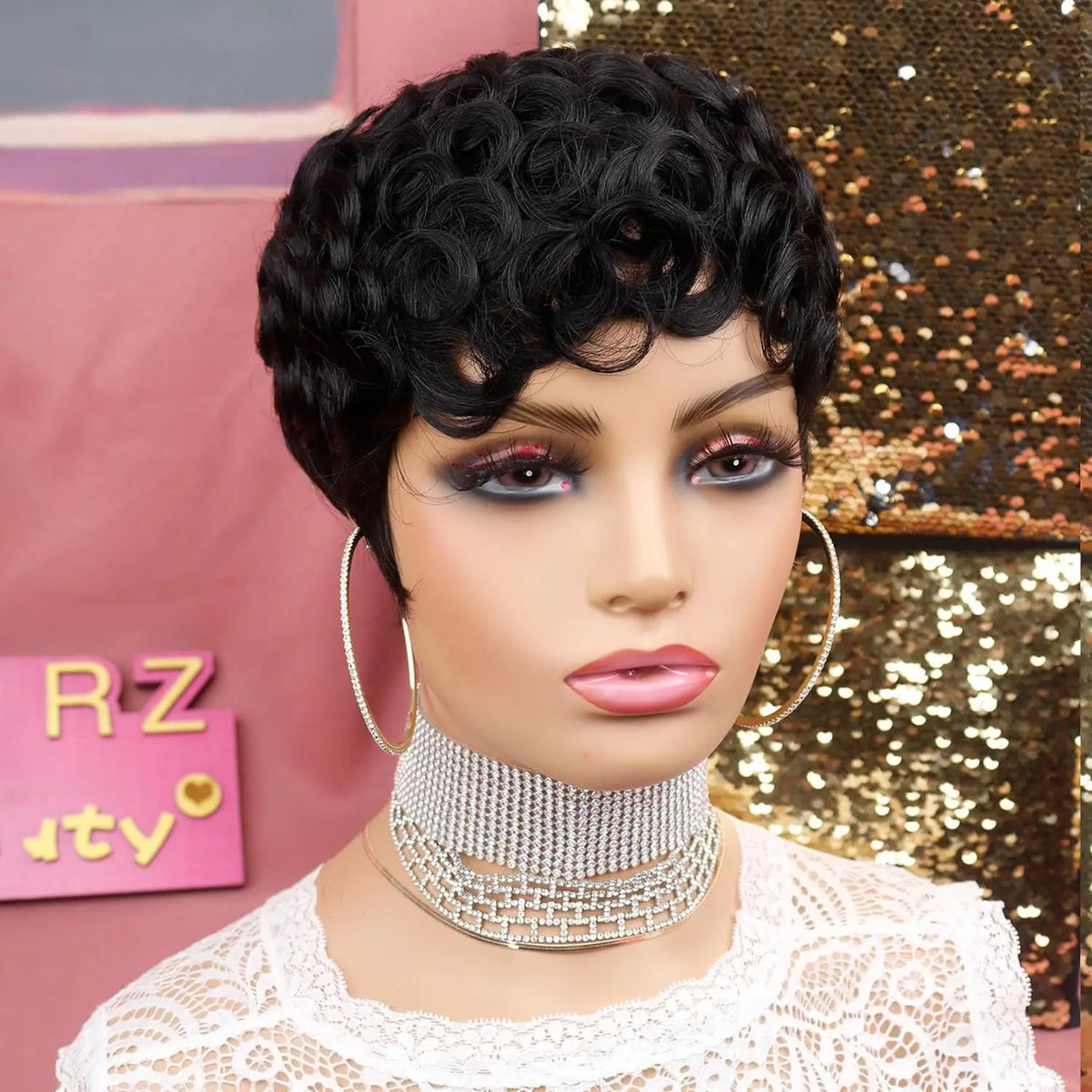 Short Curly Pixie Cut Wig for Daily Wear