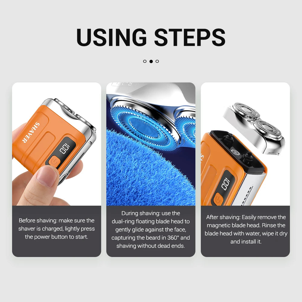 Portable Mini Electric Shaver with Digital Display for Travel and Grooming - 15