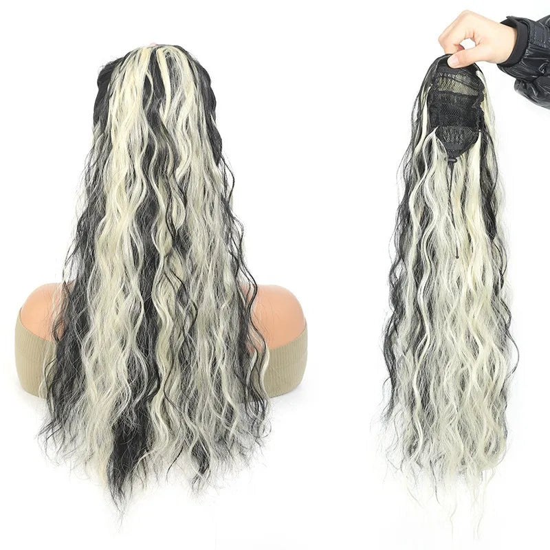 22-Inch Water Wave Drawstring Ponytail Extension