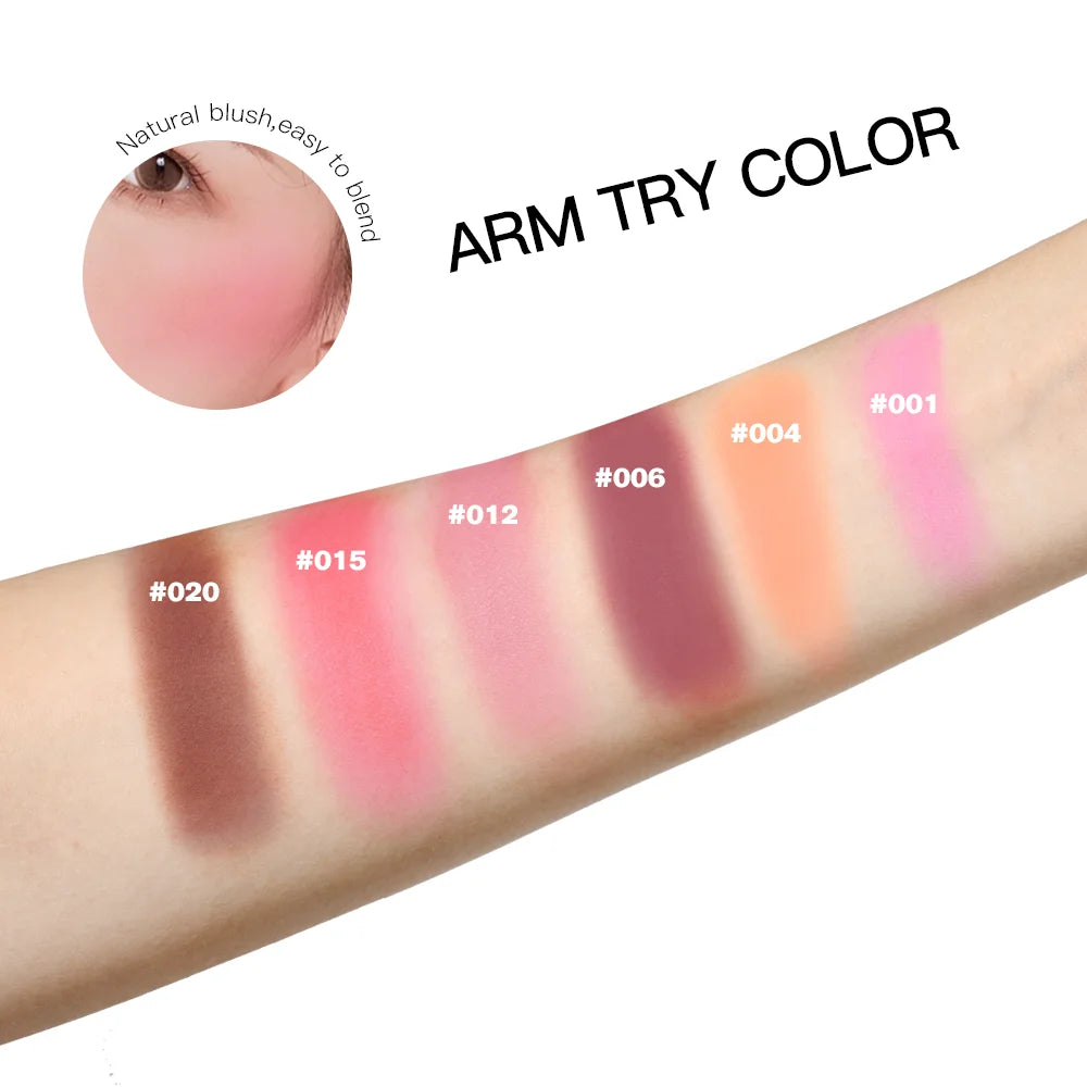 Embossed Matte Face Blush Palette with Professional Application Brush