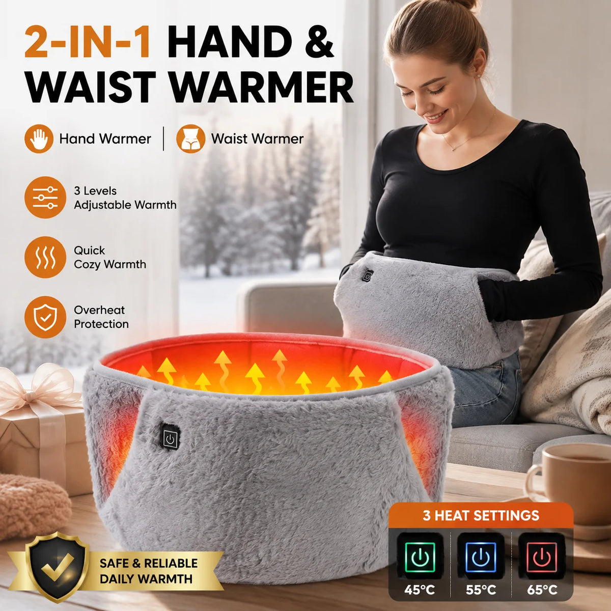 Electric Heating Waist Belt and Hand Warmer for Menstrual Cramp Relief