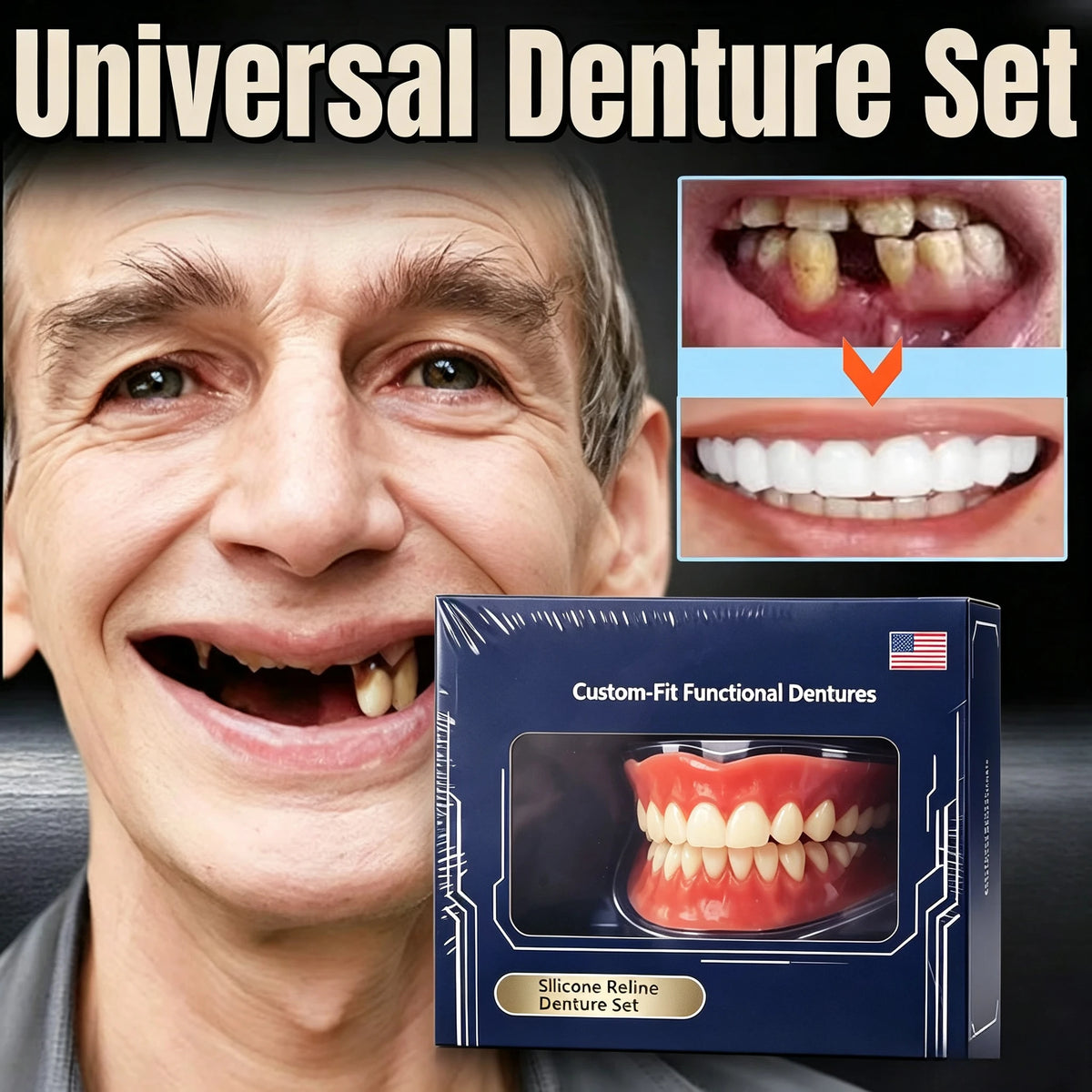Full-Mouth Silicone Denture Set for Natural Smile and Oral Comfort