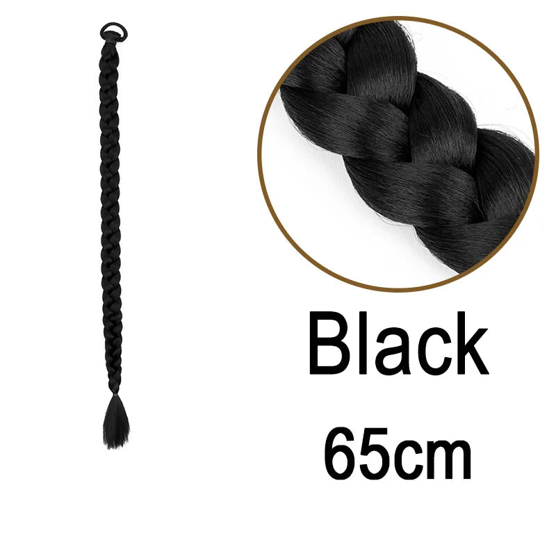 Long Braided Ponytail Extension for Women Synthetic Hairpiece