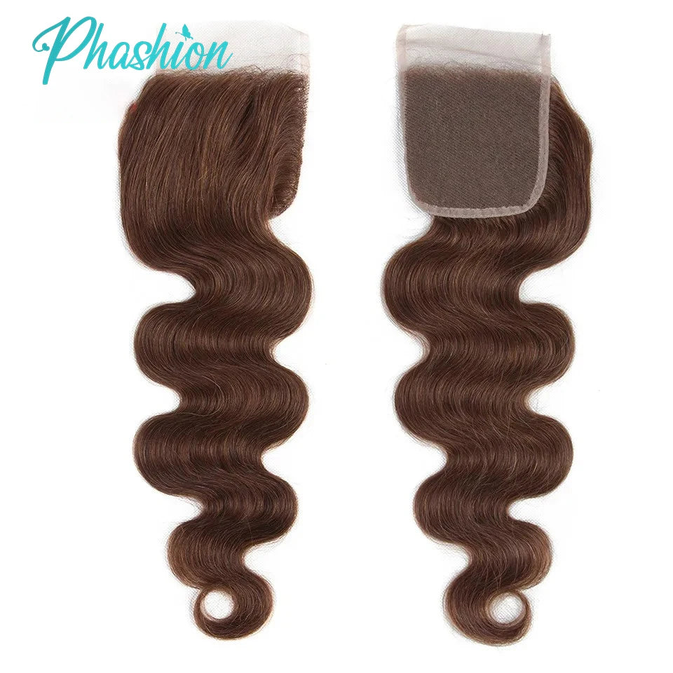 Chocolate Brown Straight Remy Human Hair Lace Closure