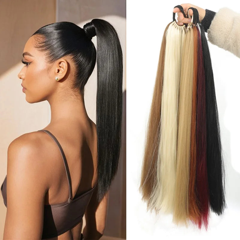 Long Straight Wrap-Around Ponytail Extension for Instant Volume