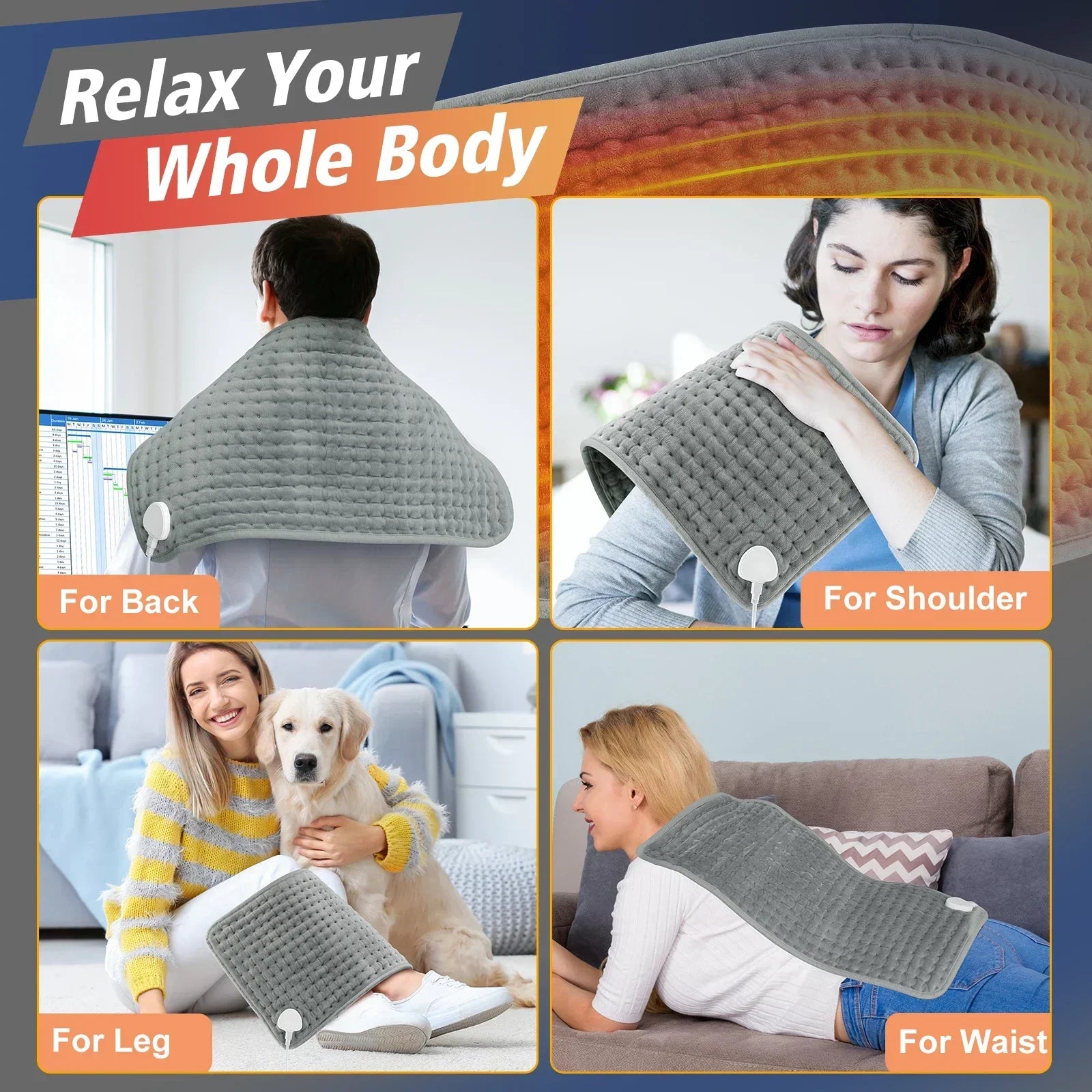 Electric Heating Pad for Back Neck and Shoulder Pain Relief - 5