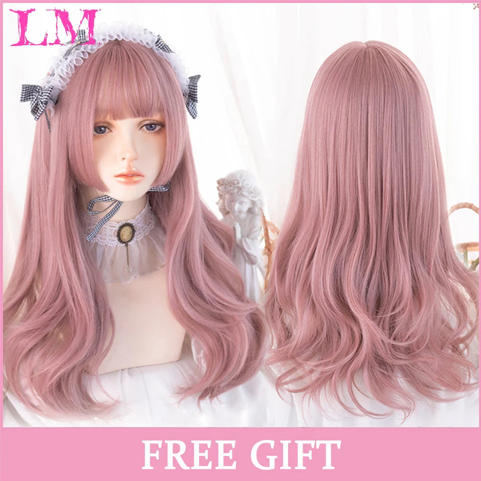 24-Inch Long Pink Cosplay Wig for Costumes