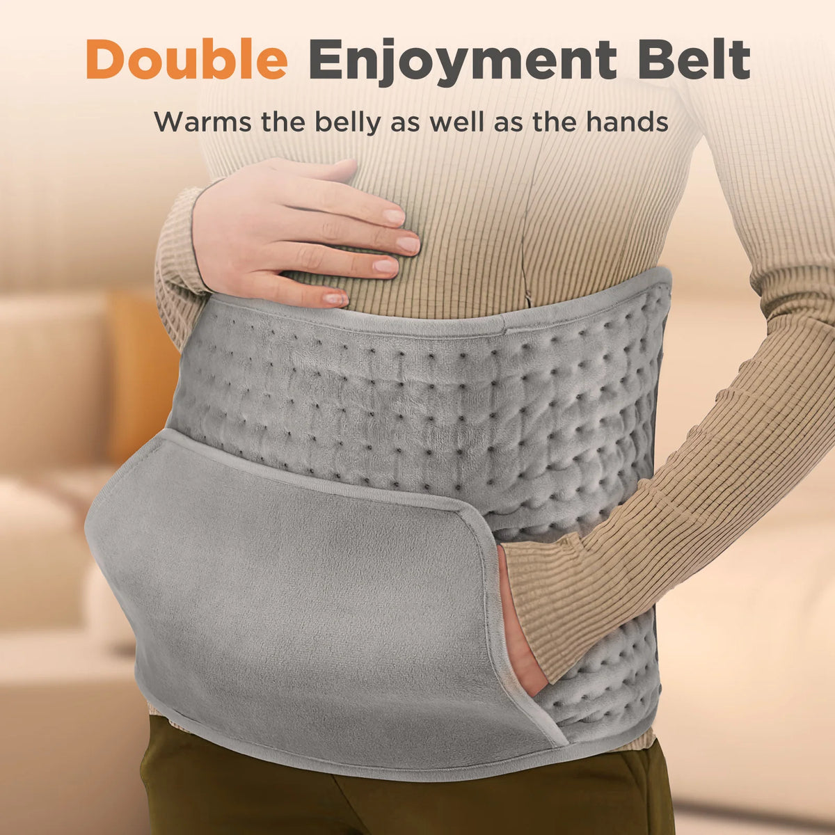 Electric Heated Waist Wrap with Hand Pockets and Adjustable Settings
