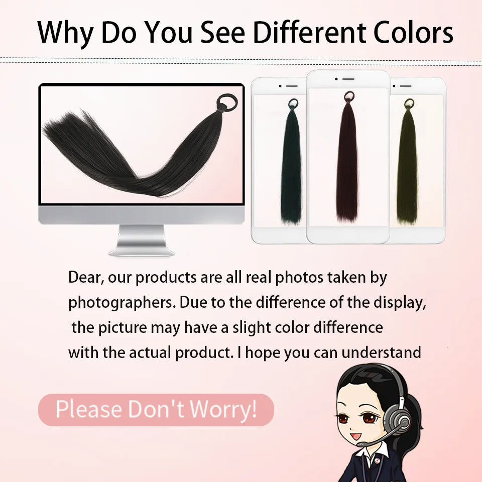 Synthetic Straight Black Ponytail Extensions for Instant Volume