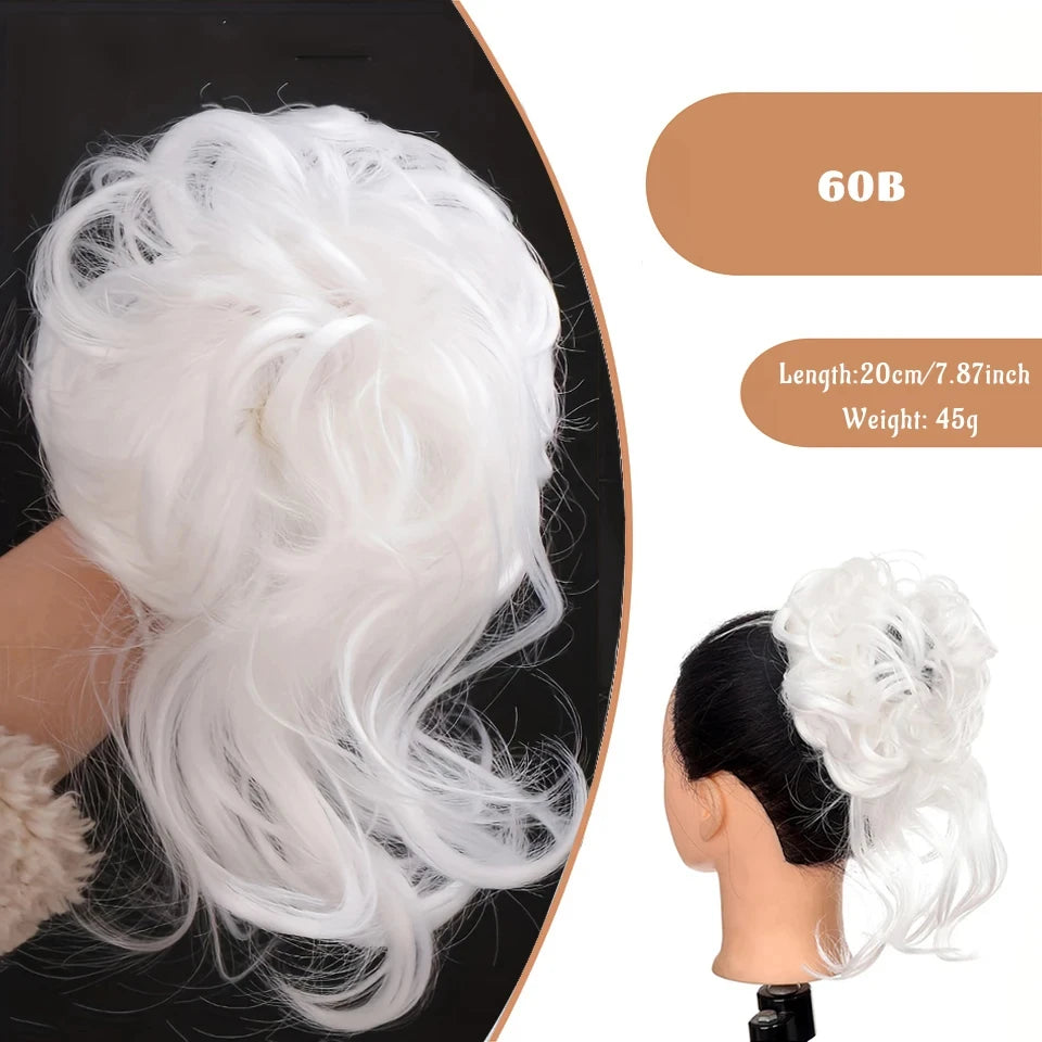 Messy Curly Hair Bun Scrunchie for Easy Updos
