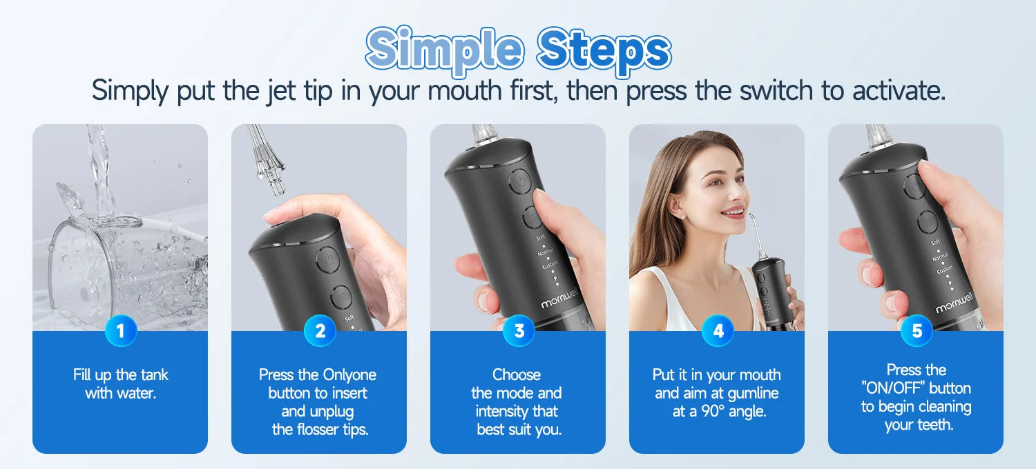 Portable Rechargeable Oral Irrigator with 300ML Water Tank for Dental Care - 10