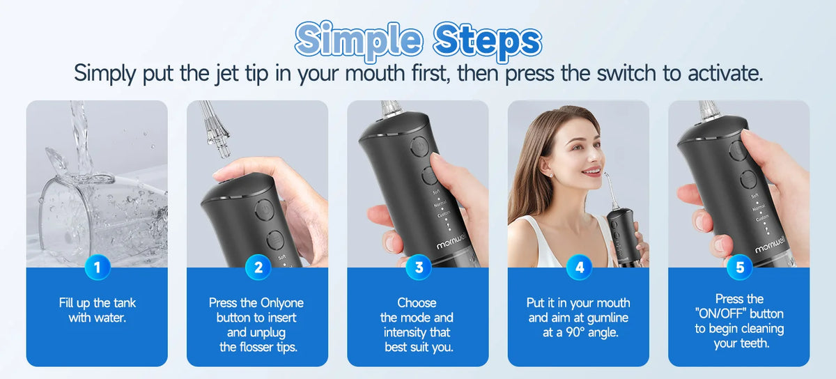 Portable Rechargeable Oral Irrigator with 300ML Water Tank for Dental Care