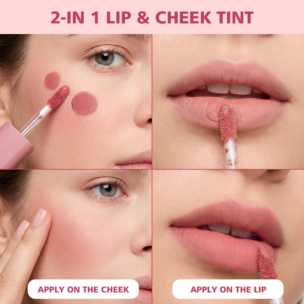 2-in-1 Velvet Matte Lip and Cheek Tint for Natural Daily Makeup