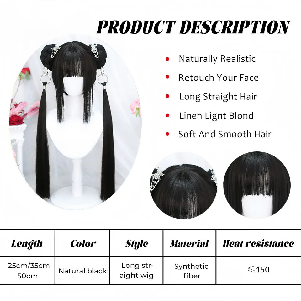 Lolita Harajuku Cosplay Wig with Hairbun Ponytails