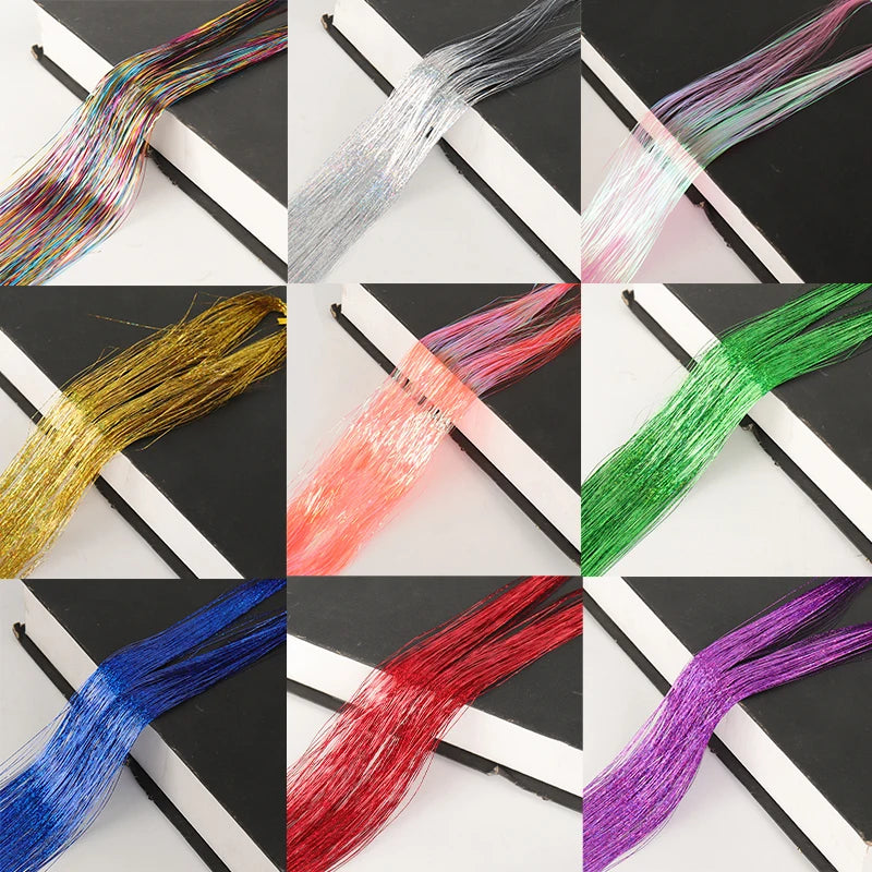 Colorful Fairy Tinsel Hair Extensions for Sparkly Party Hairstyles