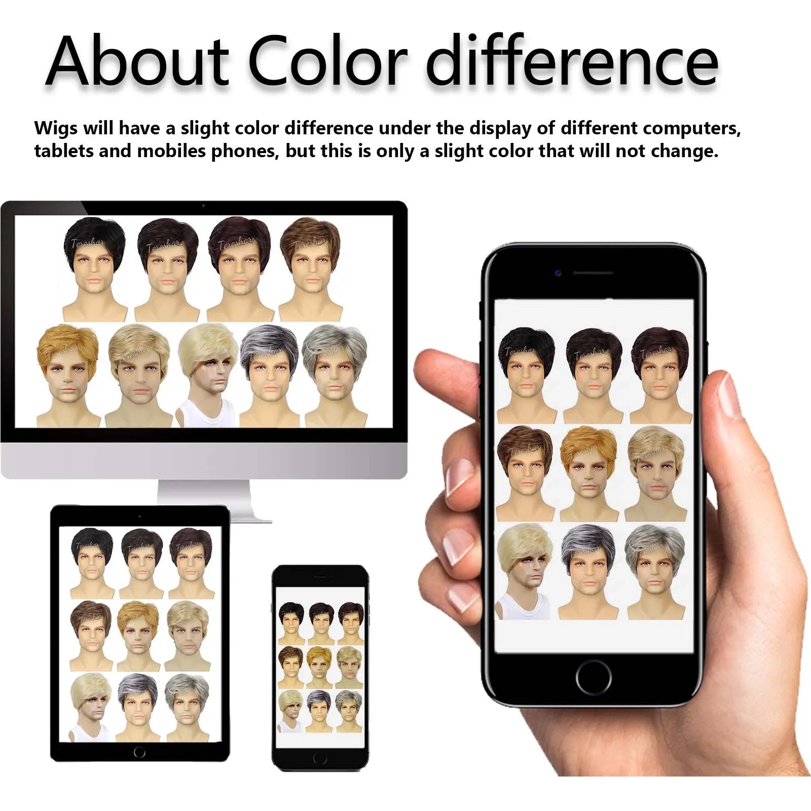 Short Straight Natural Look Synthetic Wig for Men Daily or Costume Wear - 8