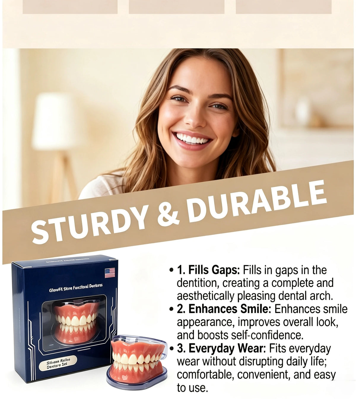 Instant Smile Cosmetic Dentures for Natural Looking Teeth and Confidence