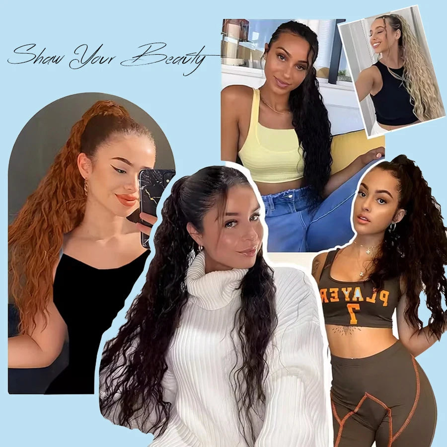22-Inch Kinky Curly Drawstring Ponytail Extension - 8
