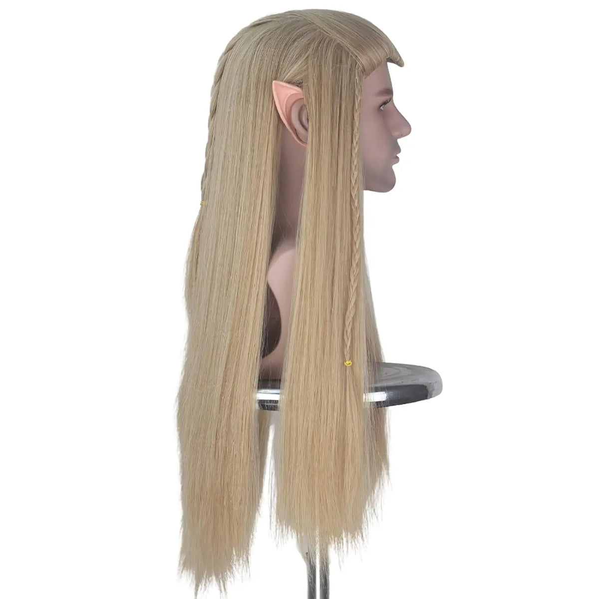 Ash Blonde Long Straight Cosplay Wig with Elf Ears for Men