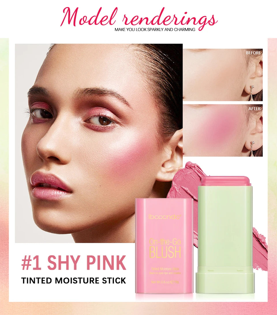 Tinted Moisturizing Blush Stick for Natural Cheeks, Eyes and Lips