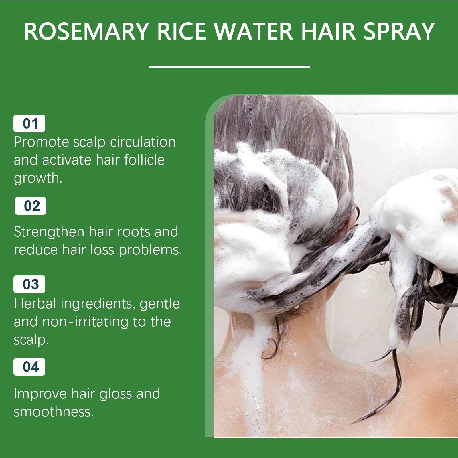 Rosemary Rice Water Hair Spray for Dry Frizzy Hair and Scalp Repair - 15