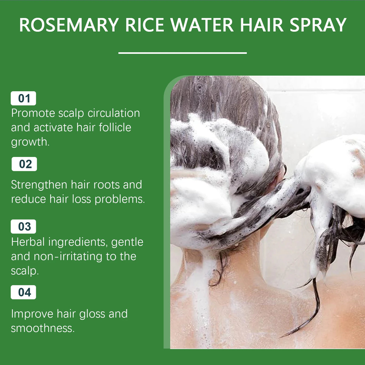 Rosemary Rice Water Hair Spray for Dry Frizzy Hair and Scalp Repair