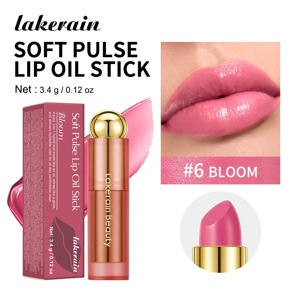 3-in-1 Tinted Moisturizing Lip Oil Stick for Glossy Plump Lips - 24