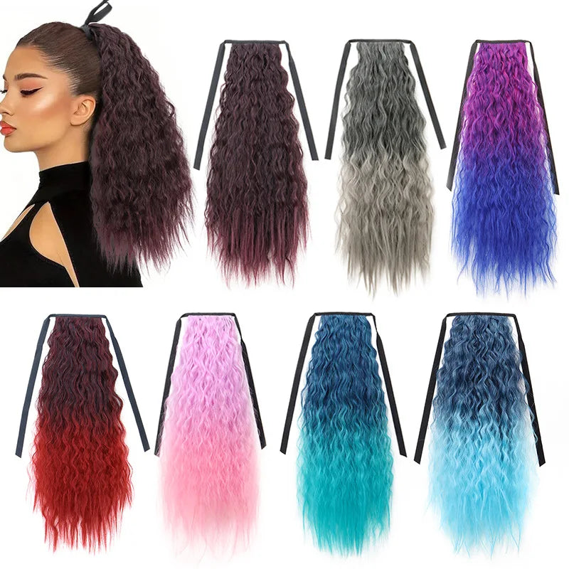 22 Inch Kinky Curly Drawstring Ponytail Hair Extension - 1