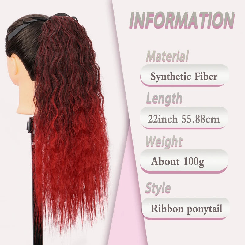 22-Inch Kinky Curly Drawstring Ponytail Hair Extension - 2
