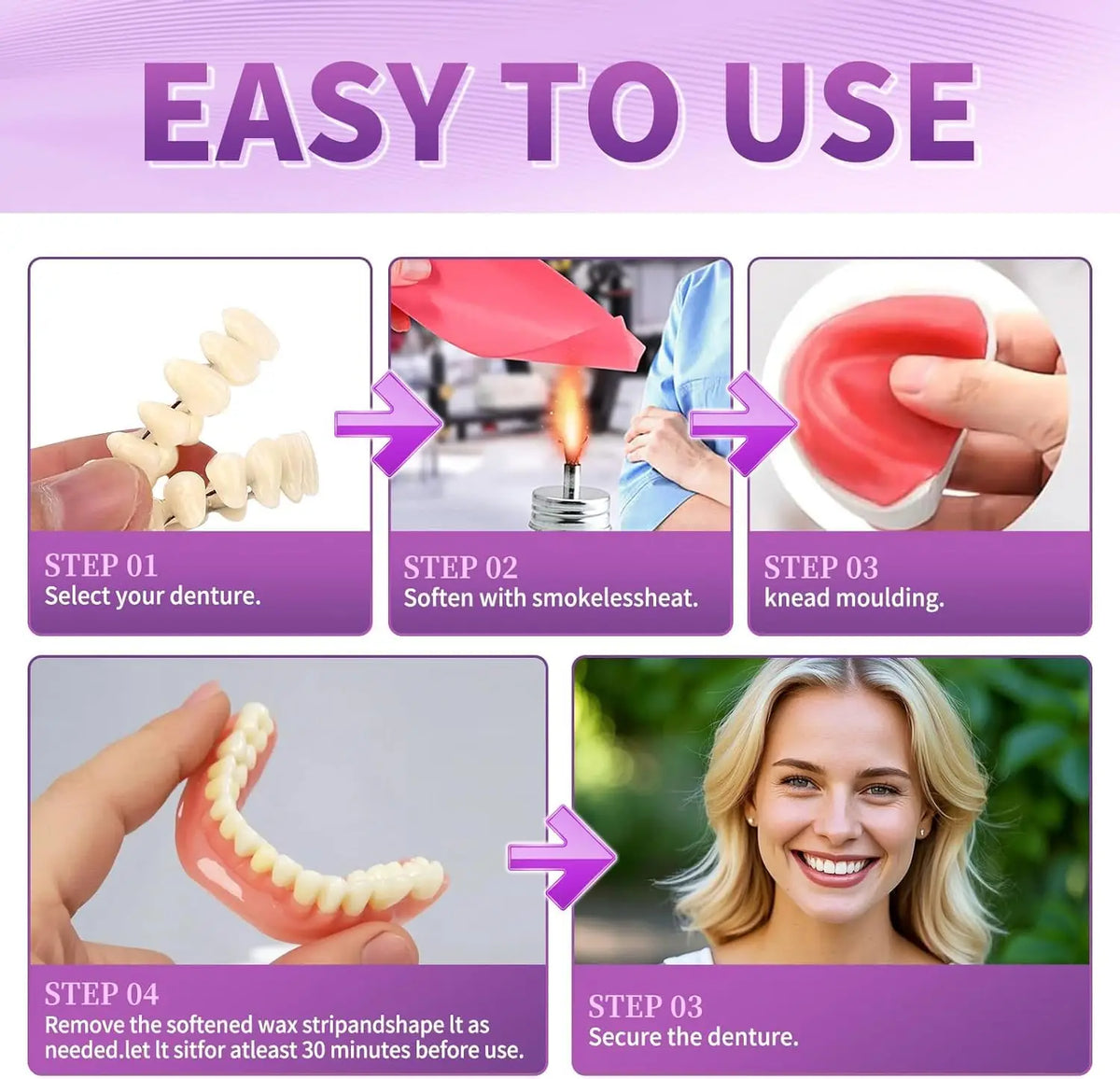 Adjustable Silicone Cosmetic Dentures for a Natural Lifelike Smile