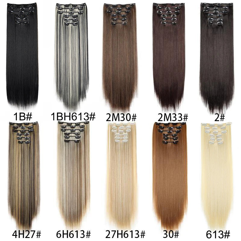 24-Inch Long Straight Clip-In Hair Extensions for Daily Wear - 3