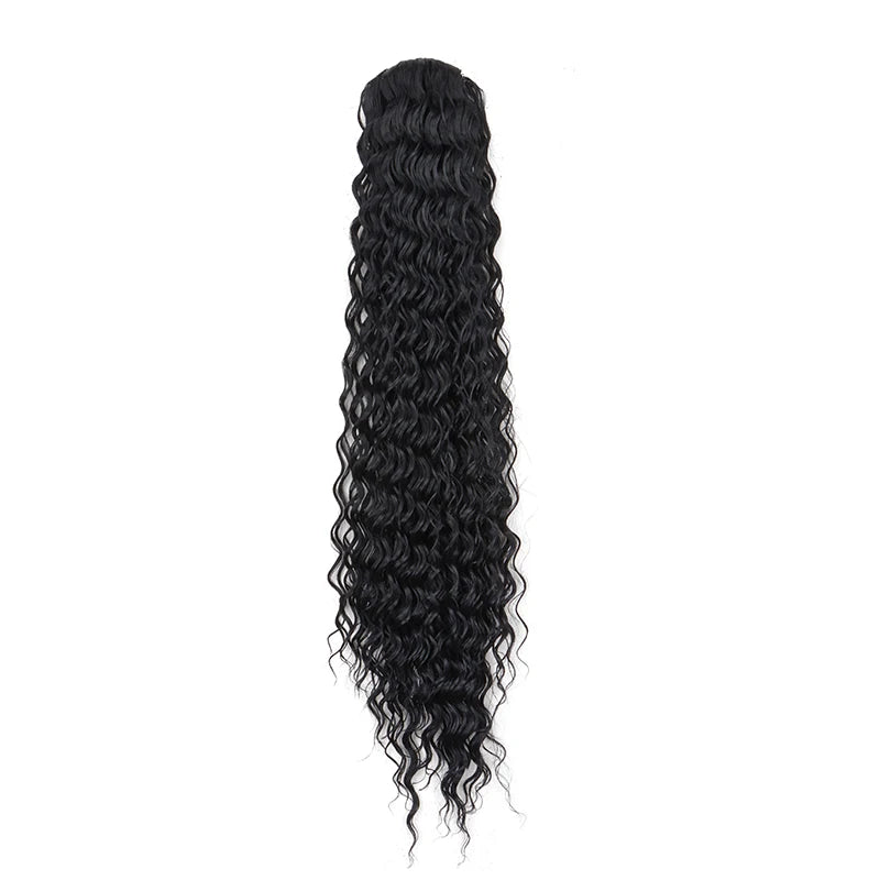 Long Water Wave Curly Drawstring Ponytail Hair Extension for Daily Style - 15